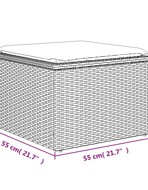 Încărcați imaginea în vizualizatorul Galerie, Taburet de grădină cu pernă, bej, 55x55x37 cm, poliratan
