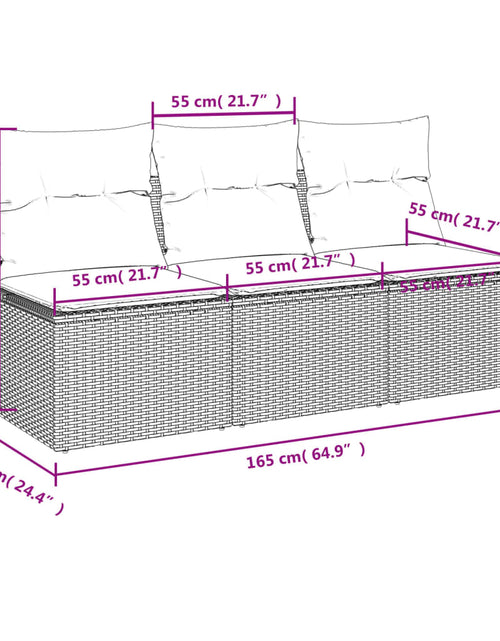 Загрузите изображение в средство просмотра галереи, Canapea de grădină cu perne, 3 locuri, bej, poliratan
