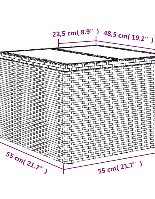 Încărcați imaginea în vizualizatorul Galerie, Masă de grădină cu blat din sticlă, gri, 55x55x37 cm, poliratan

