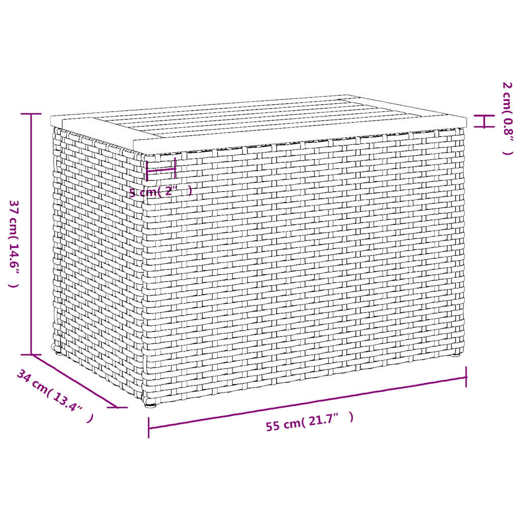 Mese laterale de grădină 2 buc. gri 55x34x37cm lemn/poliratan