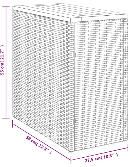 Încărcați imaginea în vizualizatorul Galerie, Masă laterală de grădină blat lemn gri 58x27,5x55 cm poliratan
