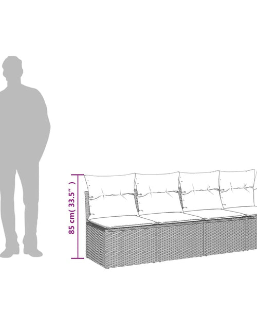 Загрузите изображение в средство просмотра галереи, Canapea de grădină cu perne, 4 locuri, gri deschis, poliratan
