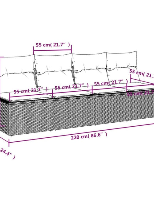 Загрузите изображение в средство просмотра галереи, Canapea de grădină cu perne, 4 locuri, maro, poliratan
