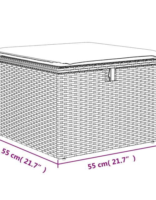 Încărcați imaginea în vizualizatorul Galerie, Taburet de grădină cu pernă, maro, 55x55x37 cm, poliratan
