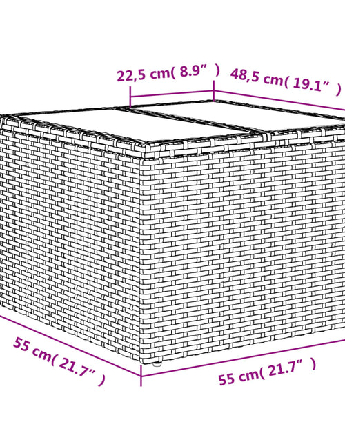 Încărcați imaginea în vizualizatorul Galerie, Masă de grădină, blat din sticlă, maro, 55x55x37 cm, poliratan
