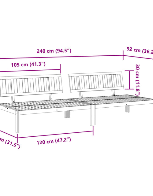 Încărcați imaginea în vizualizatorul Galerie, Set canapele mijloc paleți de grădină 2 buc. lemn masiv acacia
