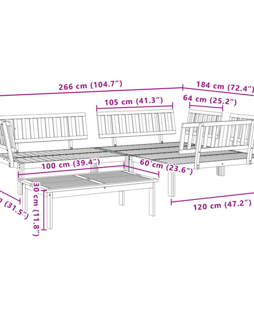 Загрузите изображение в средство просмотра галереи, Set canapea grădină din paleți, 4 piese, lemn masiv de acacia
