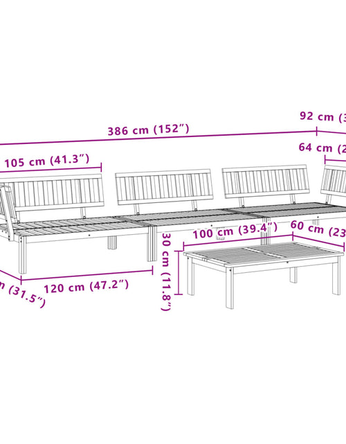 Încărcați imaginea în vizualizatorul Galerie, Set canapea grădină din paleți, 4 piese, lemn masiv de acacia

