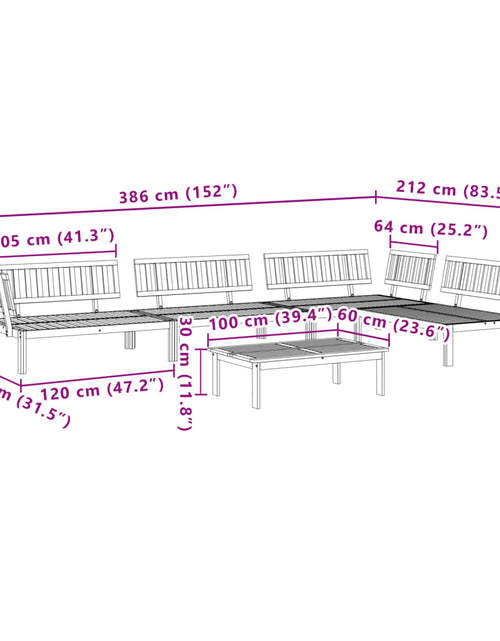 Загрузите изображение в средство просмотра галереи, Set canapea grădină din paleți, 5 piese, lemn masiv de acacia
