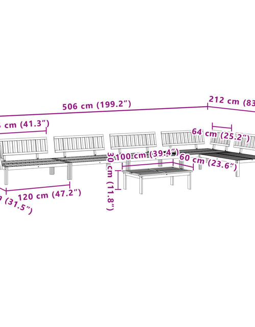 Încărcați imaginea în vizualizatorul Galerie, Set canapea grădină din paleți, 6 piese, lemn masiv de acacia
