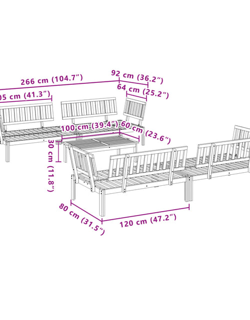 Încărcați imaginea în vizualizatorul Galerie, Set canapea grădină din paleți, 5 piese, lemn masiv de acacia
