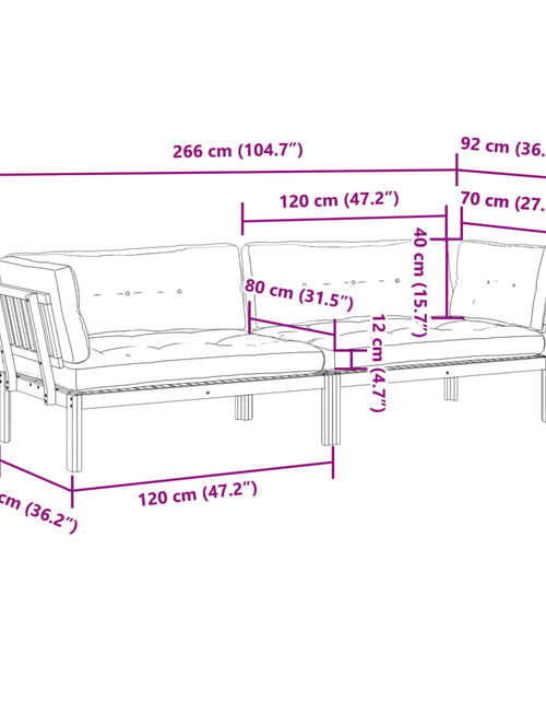 Загрузите изображение в средство просмотра галереи, Canapele colț de grădină, 2 buc., cu perne, lemn masiv acacia
