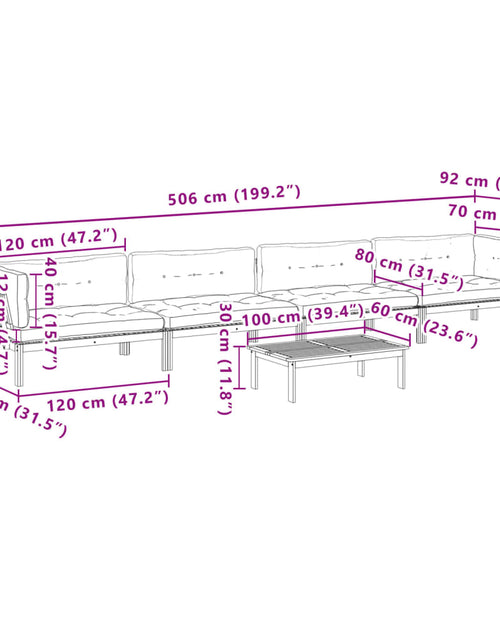 Загрузите изображение в средство просмотра галереи, Set canapele de grădină cu perne din paleți 5 piese lemn acacia
