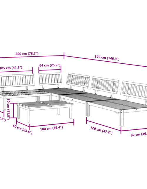 Загрузите изображение в средство просмотра галереи, Set canapea grădină din paleți, 5 piese, lemn masiv de acacia
