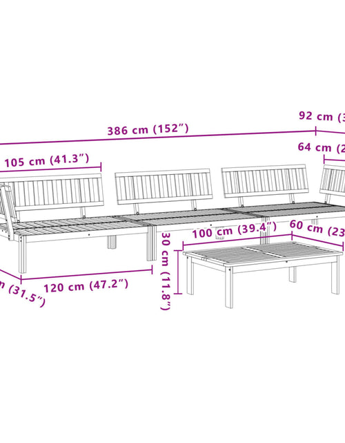 Загрузите изображение в средство просмотра галереи, Set canapea grădină din paleți, 4 piese, lemn masiv de acacia
