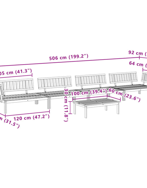 Încărcați imaginea în vizualizatorul Galerie, Set canapea grădină din paleți, 5 piese, lemn masiv de acacia
