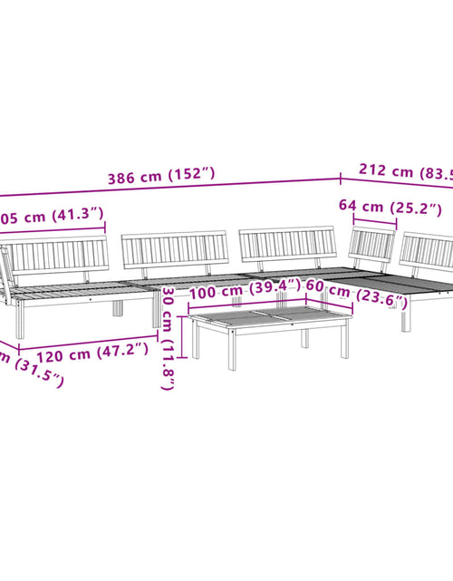 Încărcați imaginea în vizualizatorul Galerie, Set canapea grădină din paleți, 5 piese, lemn masiv de acacia
