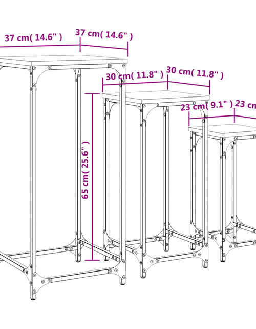 Загрузите изображение в средство просмотра галереи, Măsuțe laterale suprapuse, 3 buc, gri sonoma, lemn prelucrat
