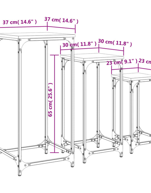 Încărcați imaginea în vizualizatorul Galerie, Măsuțe laterale suprapuse, 3 buc, stejar maro, lemn prelucrat
