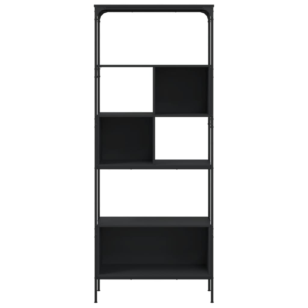 Bibliotecă cu 5 niveluri, negru, 76x33x188,5 cm, lemn prelucrat