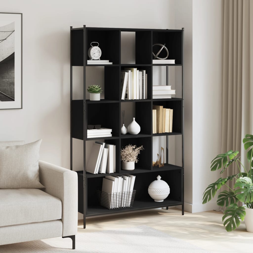 Bibliotecă, negru, 102x28x172 cm, lemn prelucrat