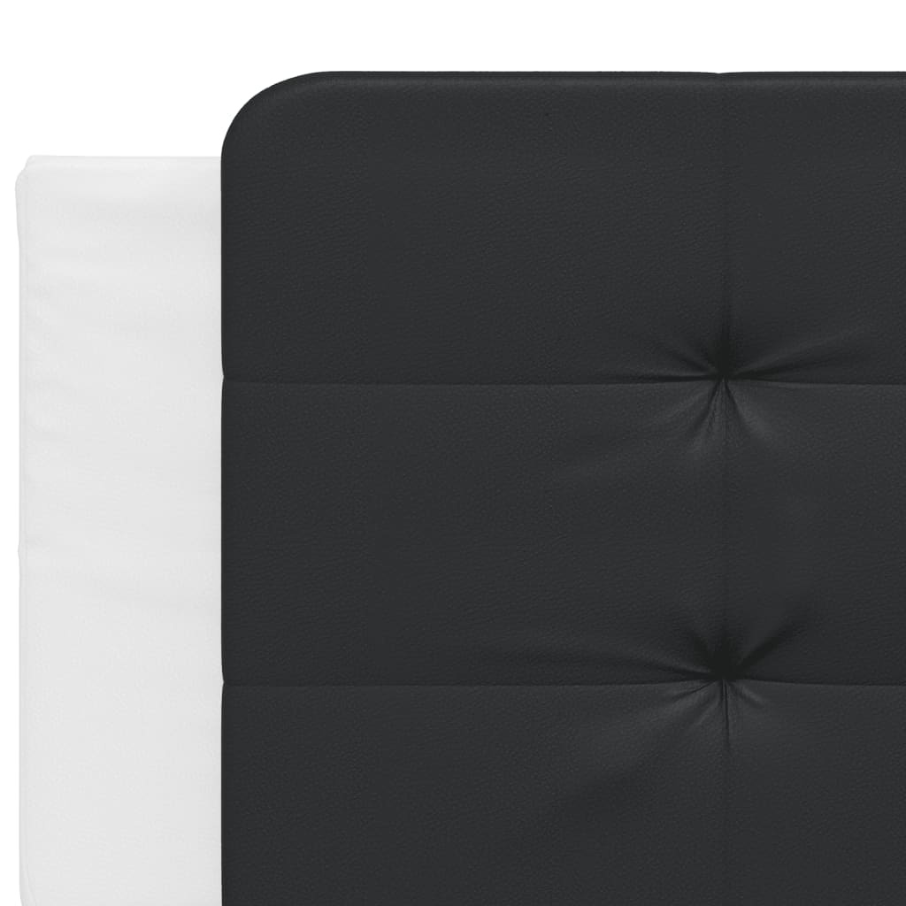 Cadru de pat cu tăblie alb și negru 200x200cm piele artificială