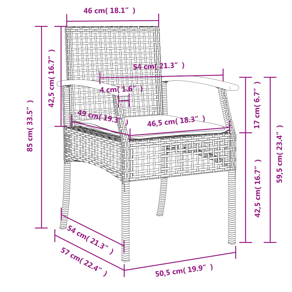 Set mobilier de grădină cu perne, 3 piese, negru, poliratan