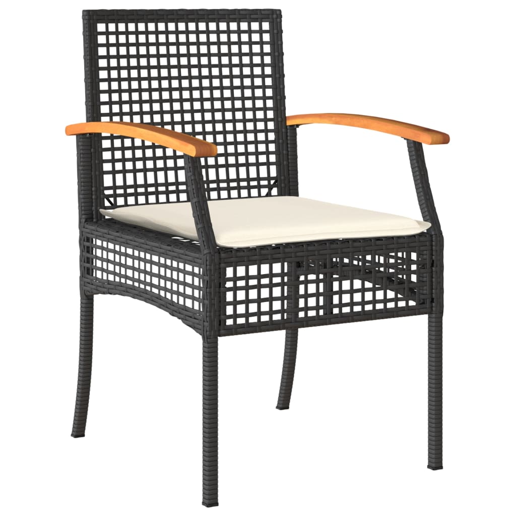 Set mobilier de grădină cu perne, 5 piese, negru, poliratan