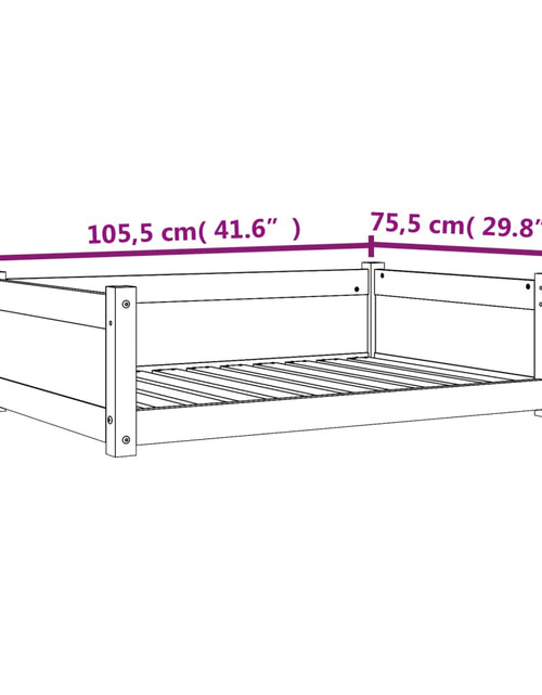 Încărcați imaginea în vizualizatorul Galerie, Pat pentru câini, maro ceruit, 105,5x75,5x28 cm, lemn masiv pin - Lando
