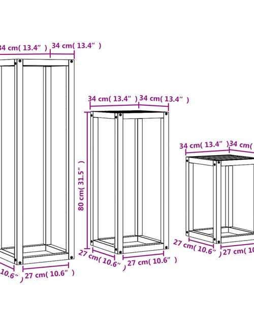 Încărcați imaginea în vizualizatorul Galerie, Suporturi de plante, 3 buc., maro ceruit, lemn masiv de pin
