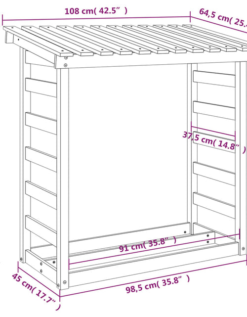 Încărcați imaginea în vizualizatorul Galerie, Rastel lemne de foc, maro ceruit, 108x64,5x110cm lemn masiv pin
