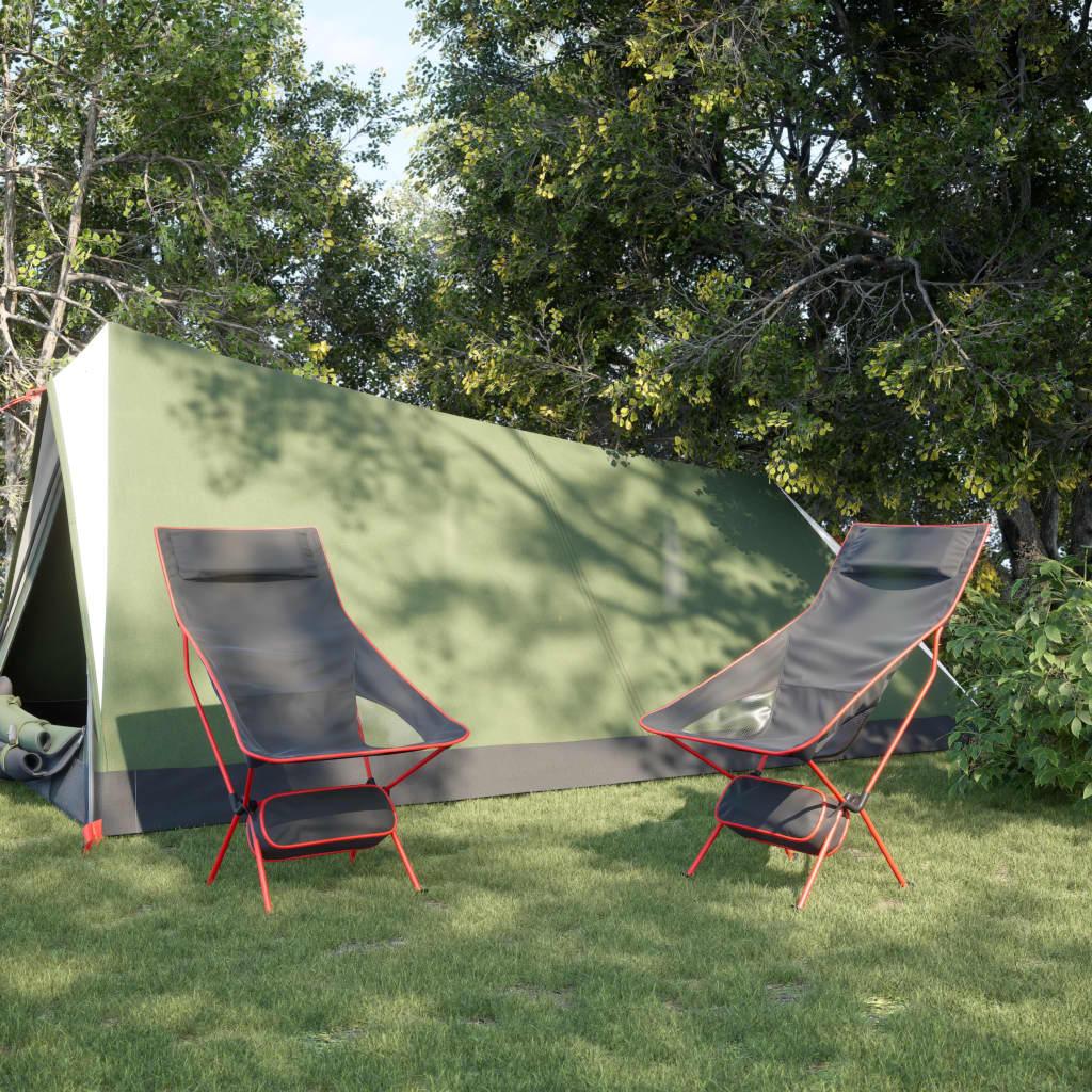 Scaune camping pliabile, 2 buc., negru, textil oxford /aluminiu