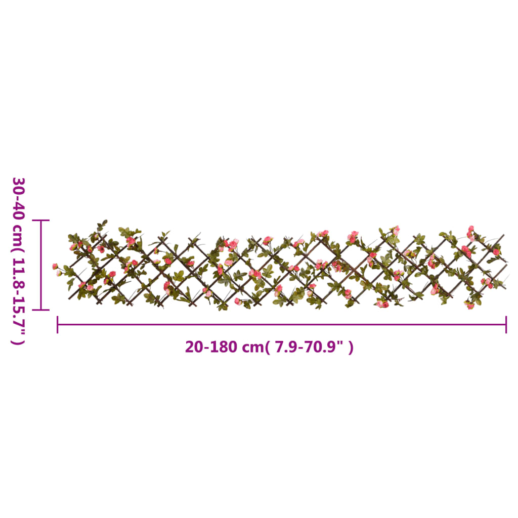 vidaXL Spalier cu iederă artificială extensibil, roz închis, 180x20 cm