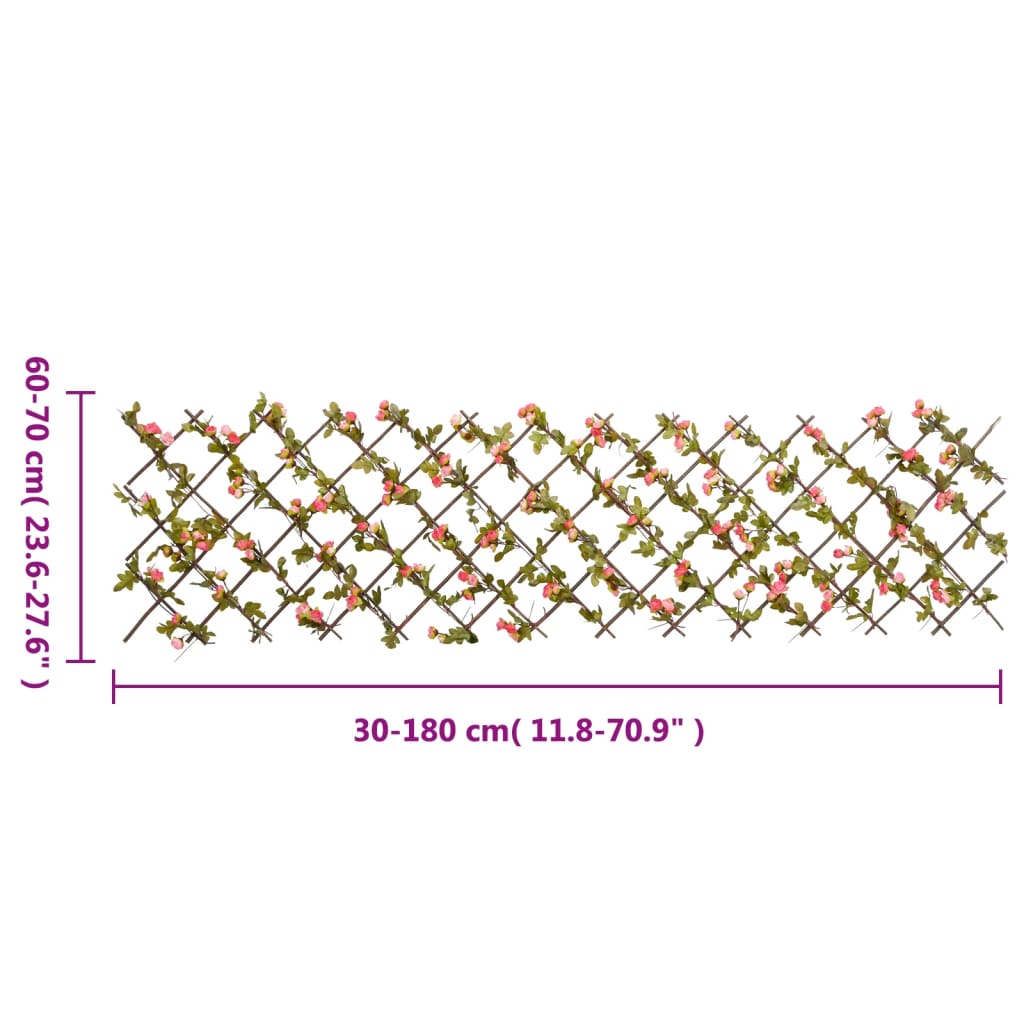 vidaXL Spalier cu iederă artificială extensibil, roz închis, 180x60 cm