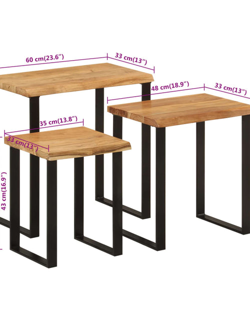 Загрузите изображение в средство просмотра галереи, Mese suprapuse, 3 buc., margini naturale, lemn masiv de acacia
