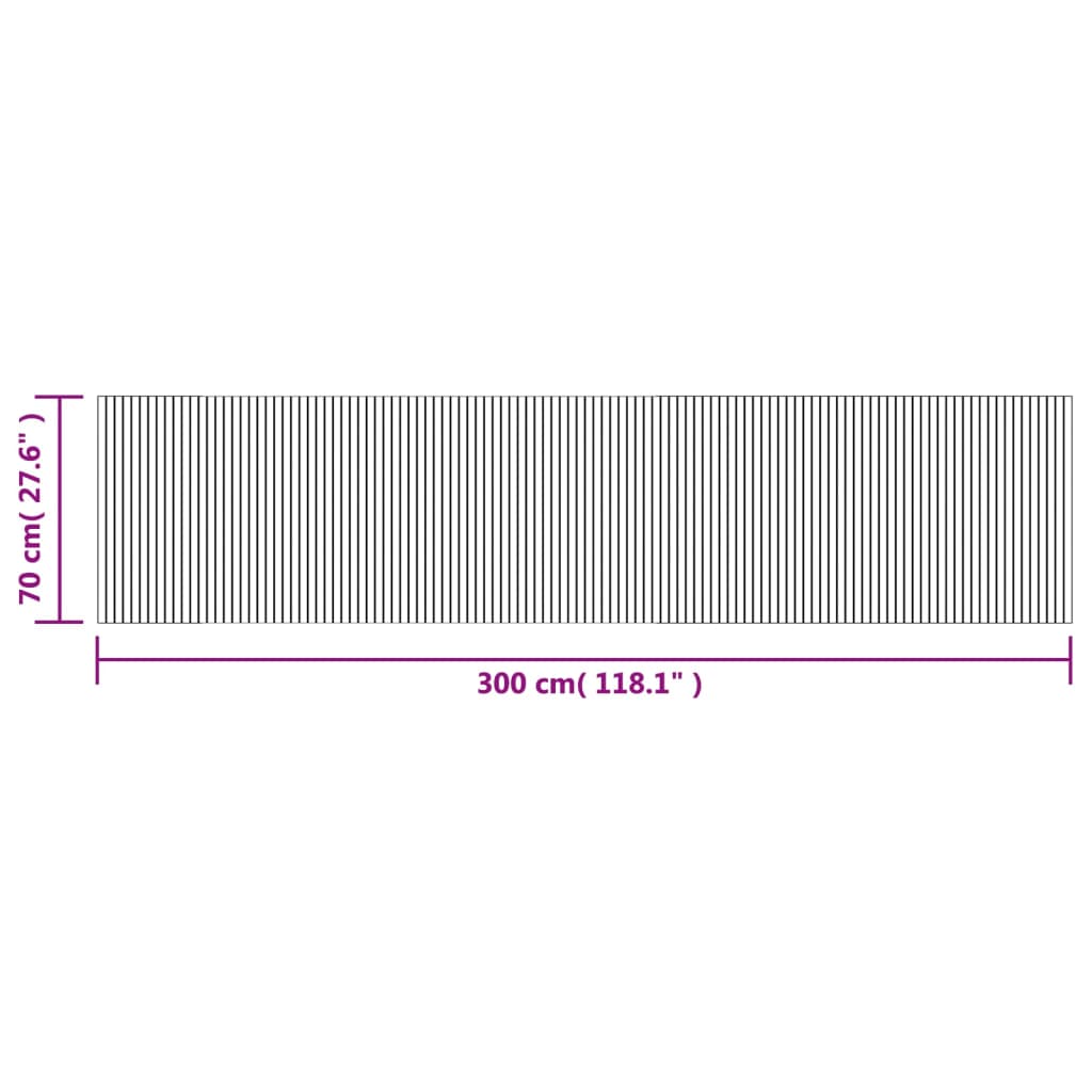 Covor dreptunghiular, negru, 70x300 cm, bambus