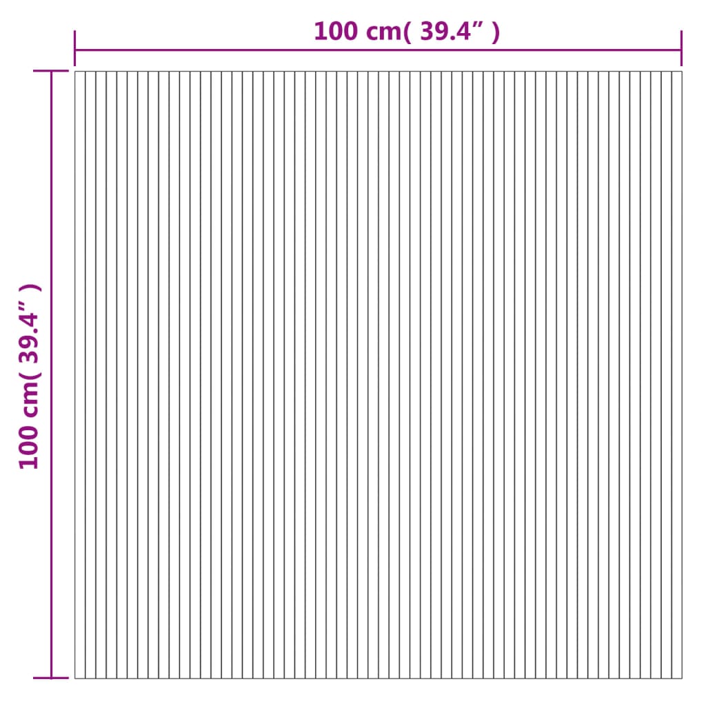 Covor dreptunghiular, negru, 100x100 cm, bambus