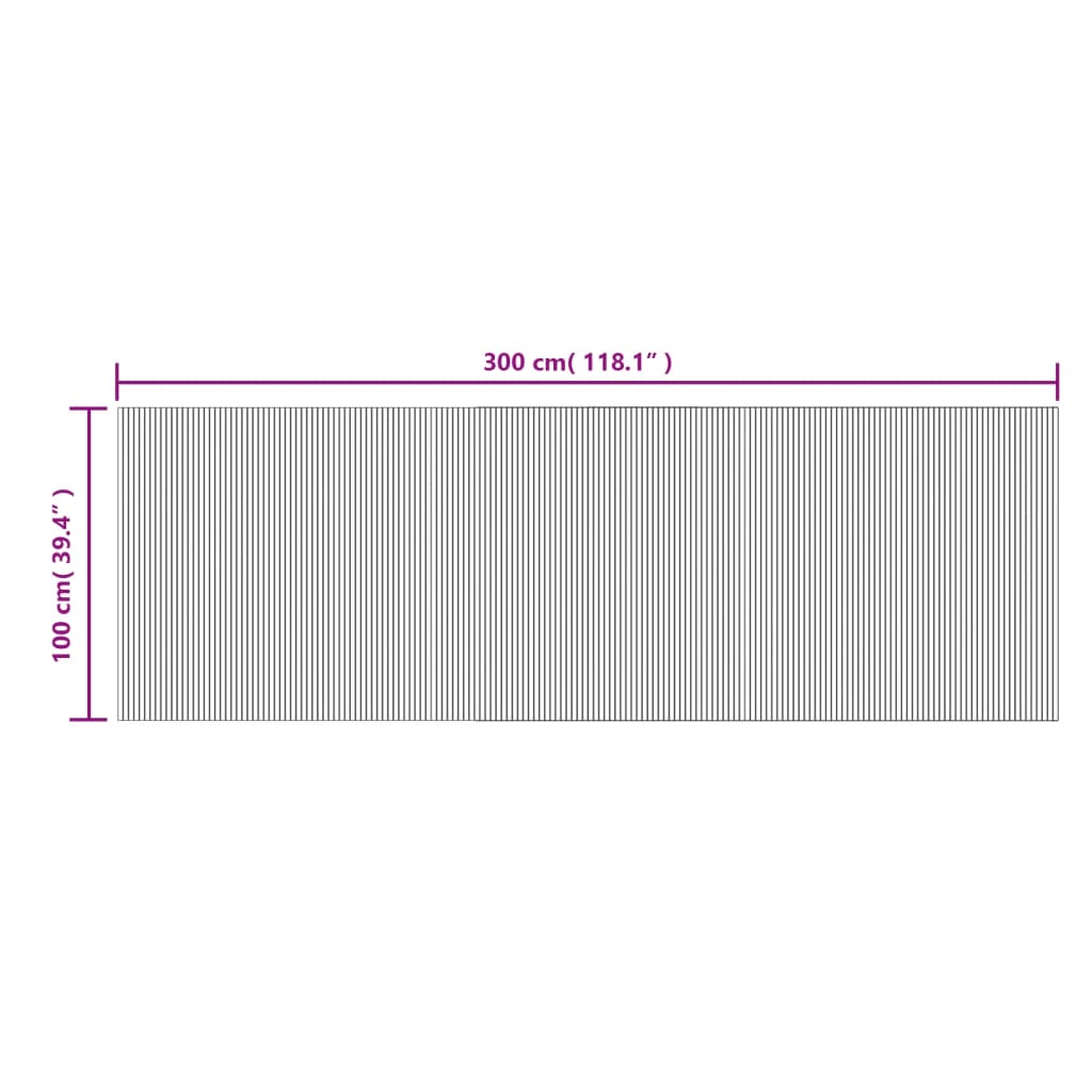 Covor dreptunghiular, negru, 100x300 cm, bambus