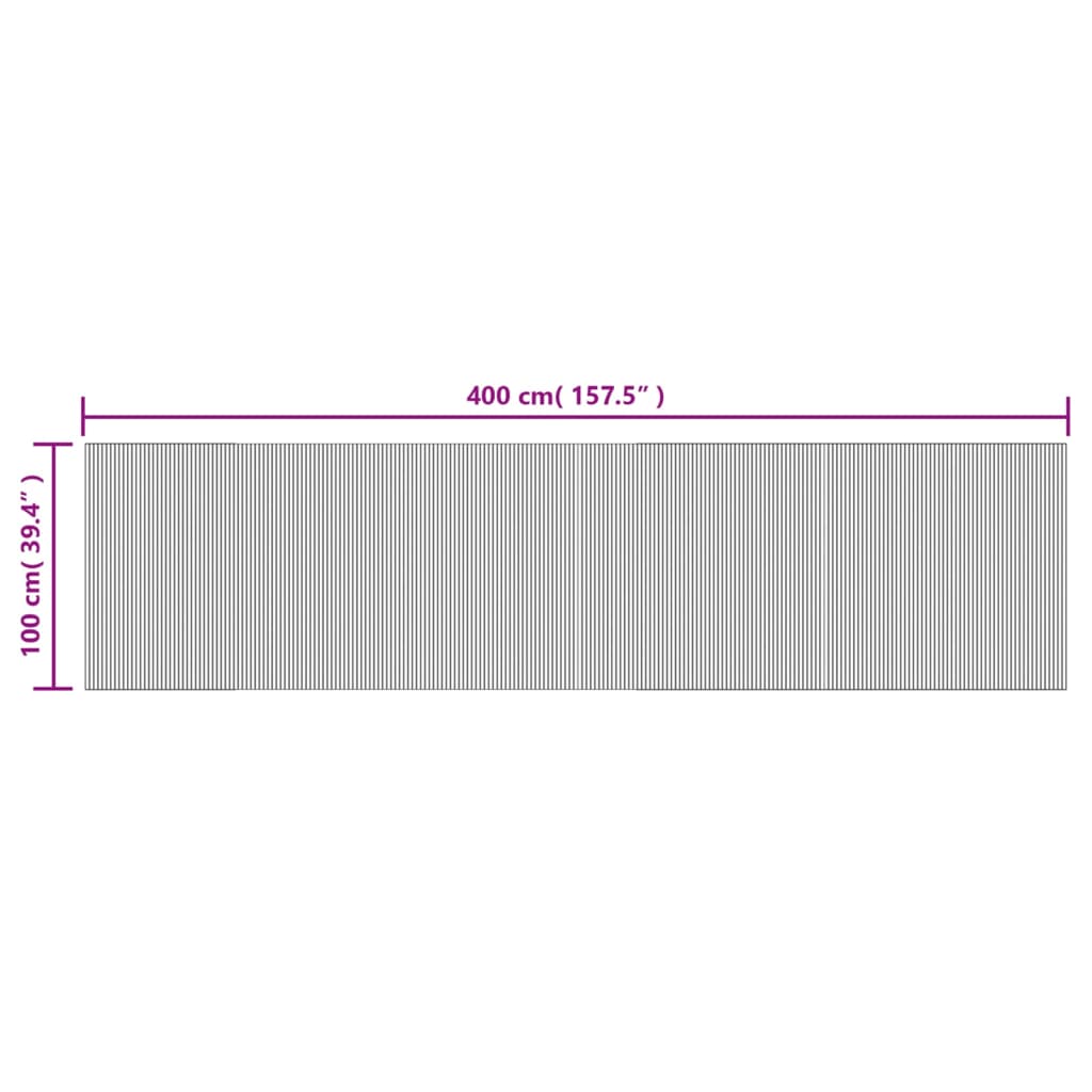 Covor dreptunghiular, negru, 100x400 cm, bambus