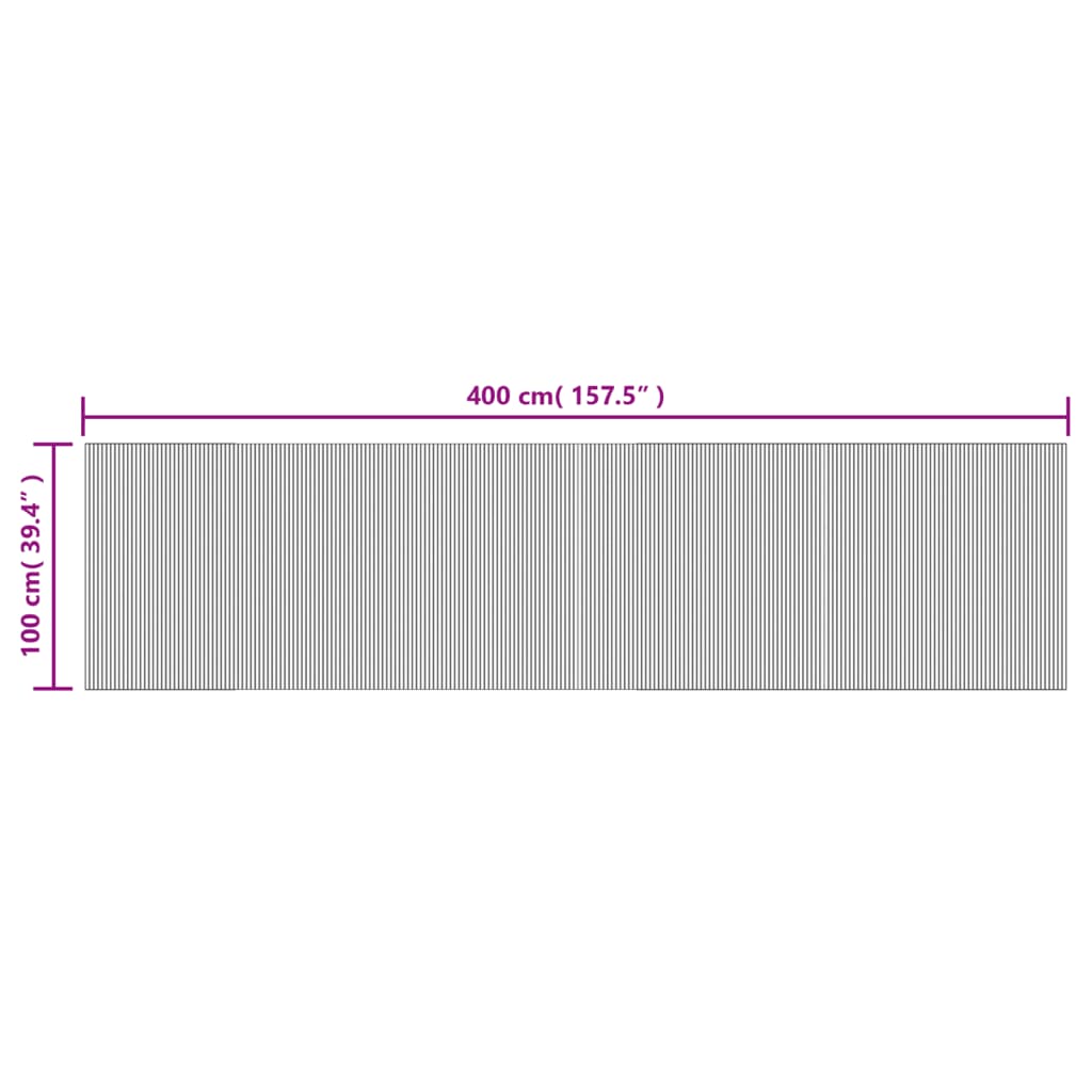 Covor dreptunghiular, maro, 100x400 cm, bambus