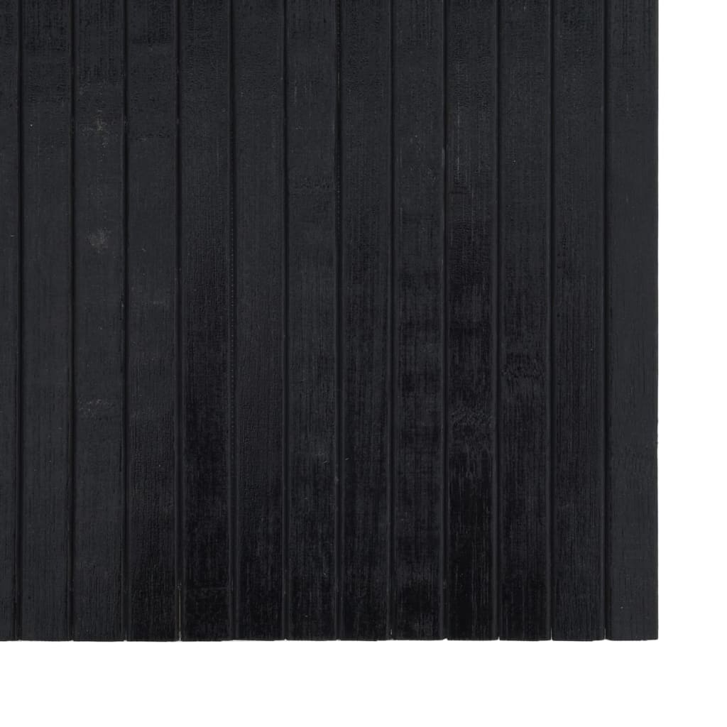 Covor dreptunghiular, negru, 100x500 cm, bambus