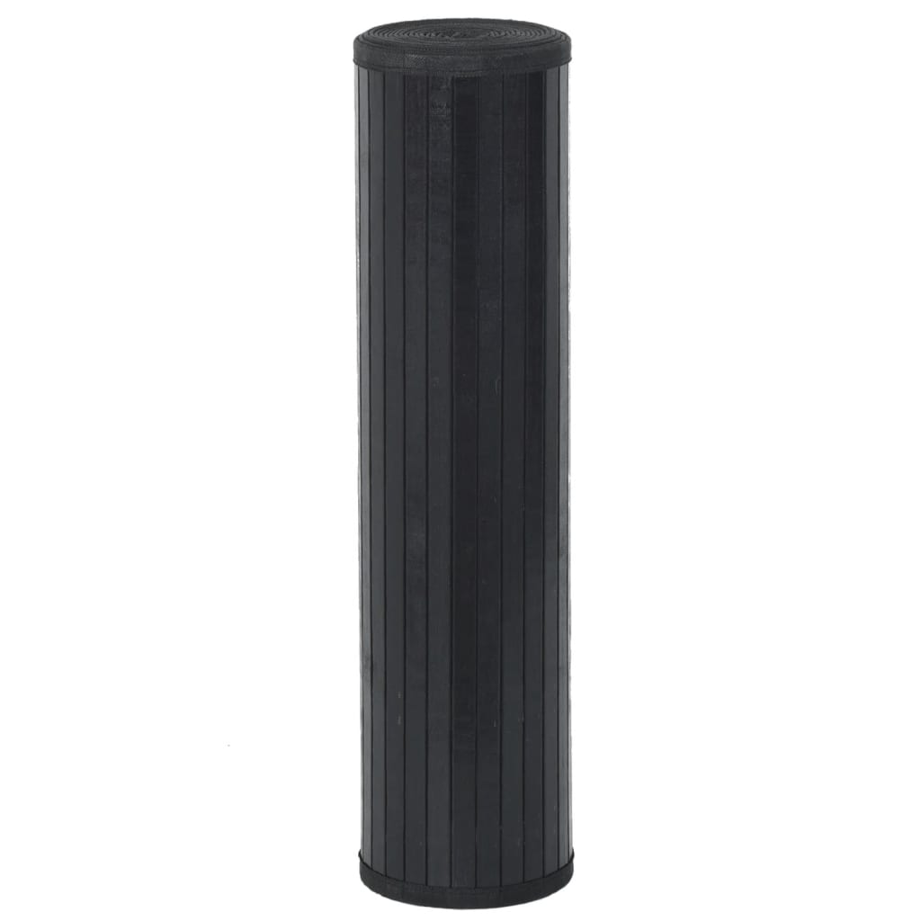 Covor dreptunghiular, negru, 60x100 cm, bambus