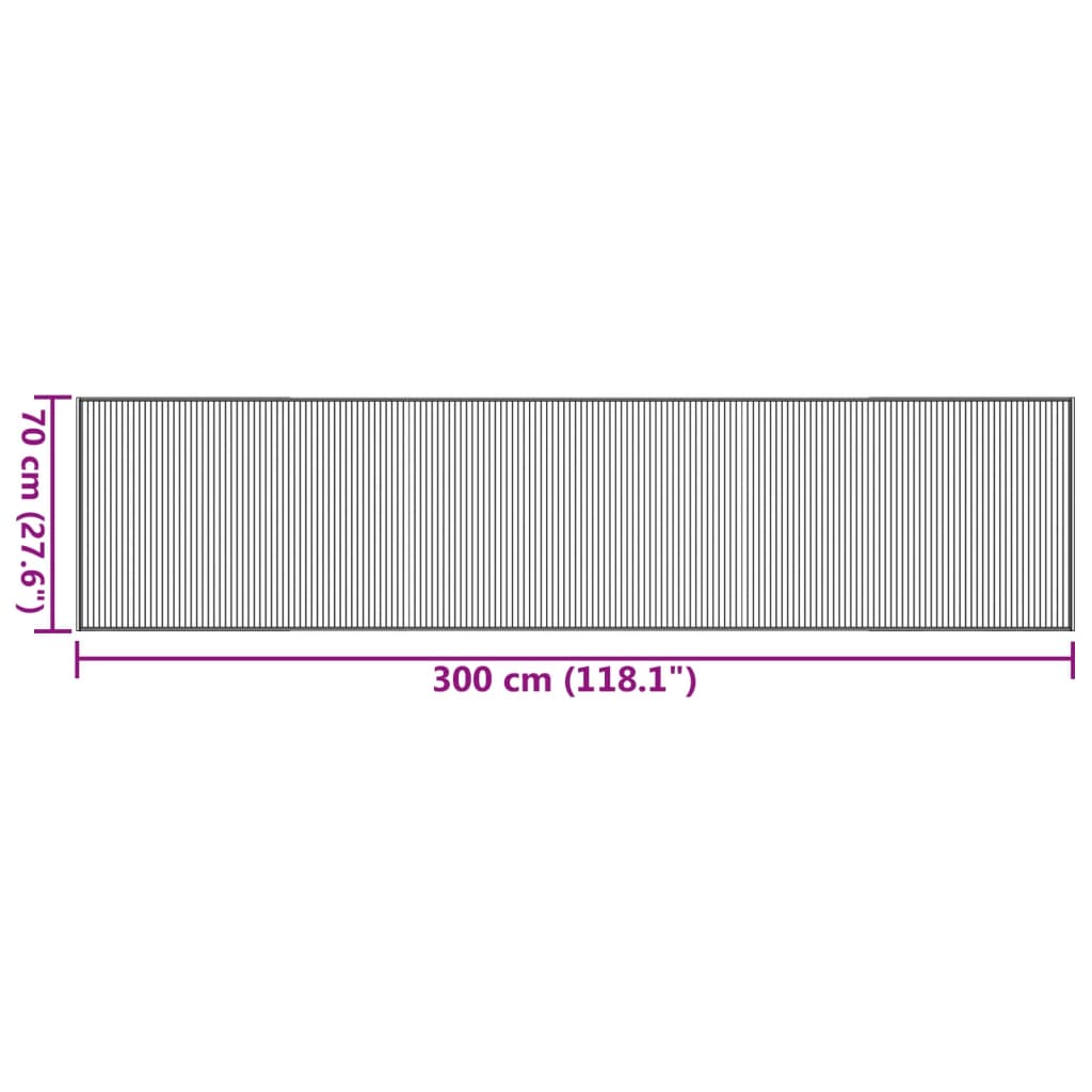 Covor dreptunghiular, negru, 70x300 cm, bambus