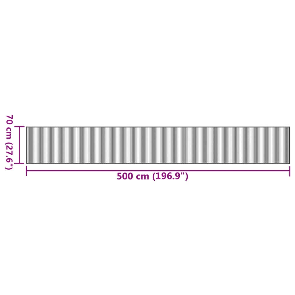 Covor dreptunghiular, gri, 70x500 cm, bambus