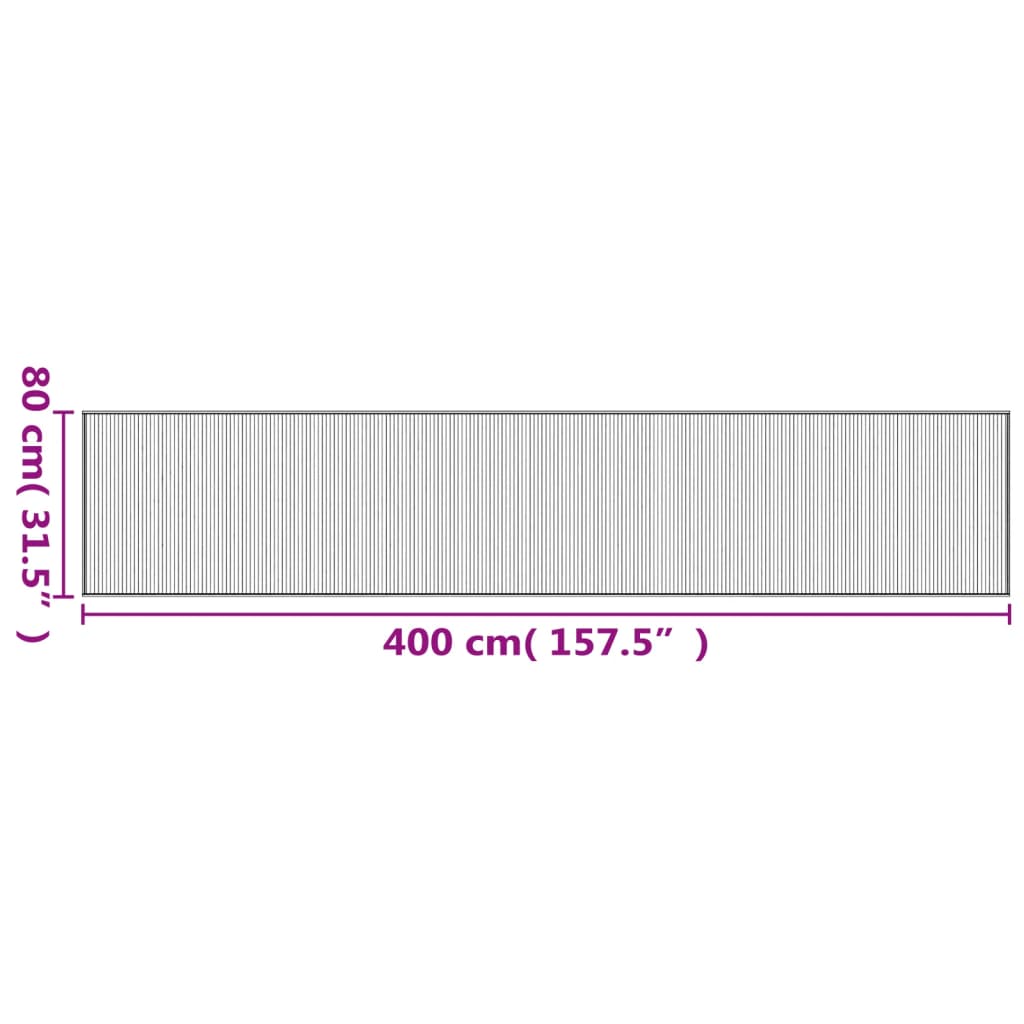 Covor dreptunghiular, natural deschis, 80x400 cm, bambus