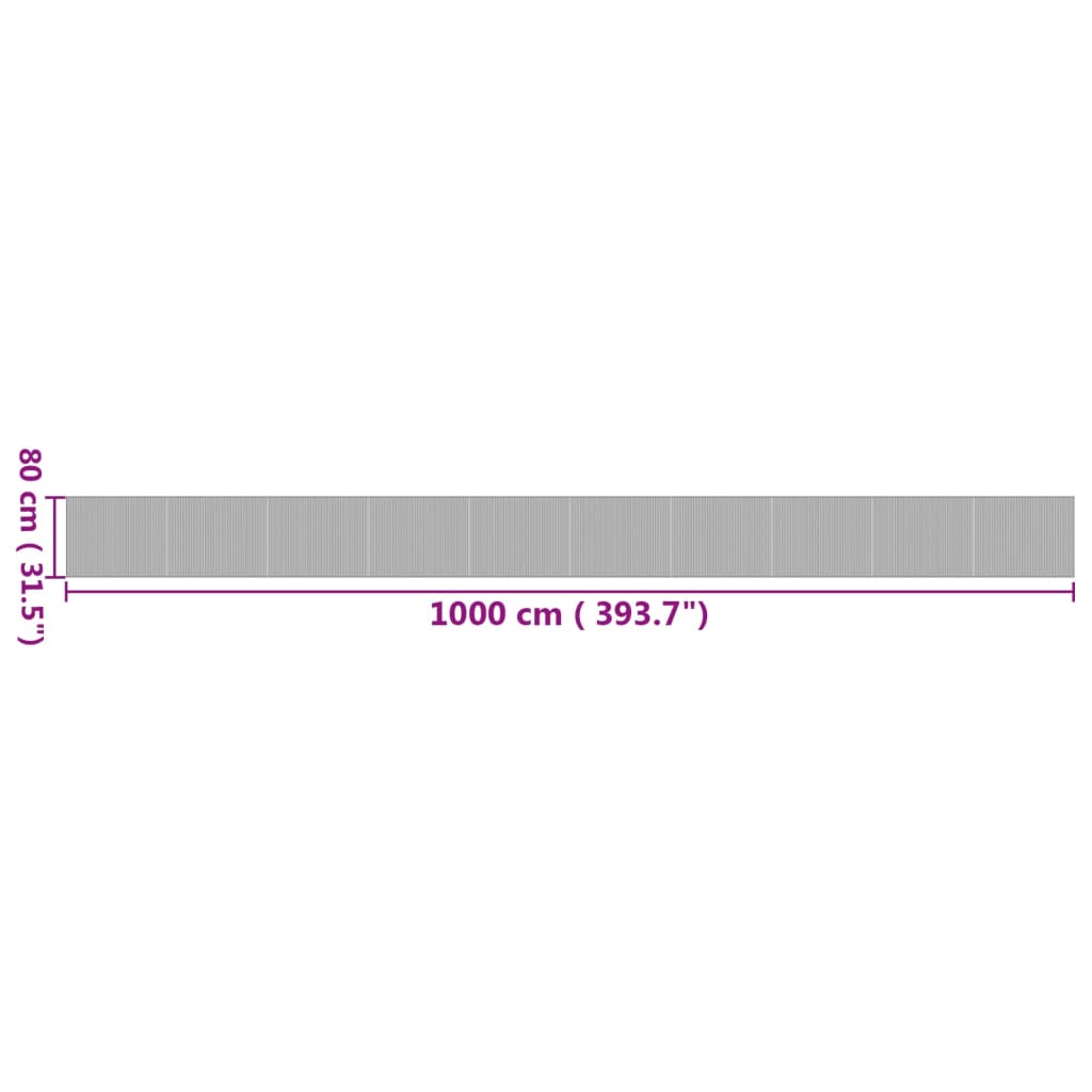 Covor dreptunghiular, natural, 80x1000 cm, bambus