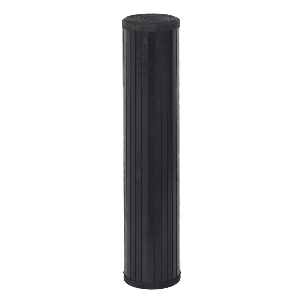 Covor dreptunghiular, negru, 100x100 cm, bambus
