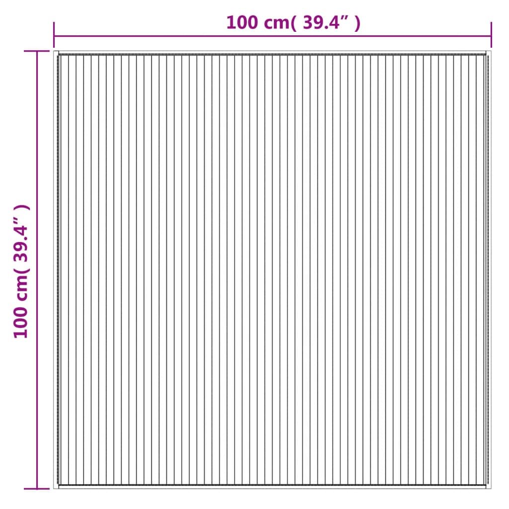 Covor dreptunghiular, negru, 100x100 cm, bambus