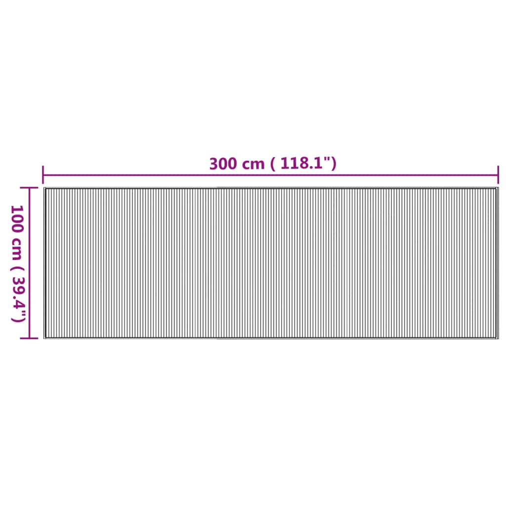 Covor dreptunghiular, natural, 100x300 cm, bambus