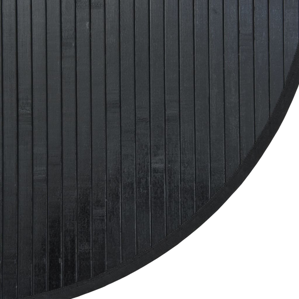 Covor rotund, negru, 80 cm, bambus